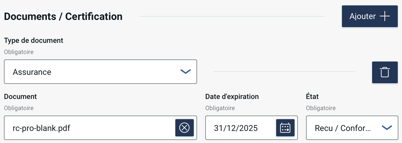 Bouton section document